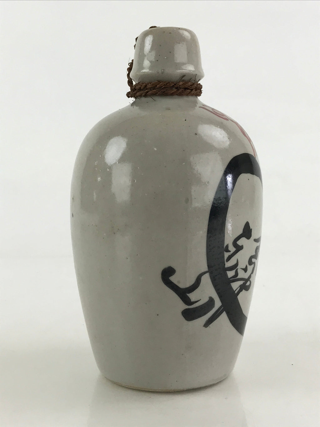 Japanese Ceramic Sake Bottle Tokkuri Sakebin Vtg Kanji Aizu Fukushima Gray TS512
