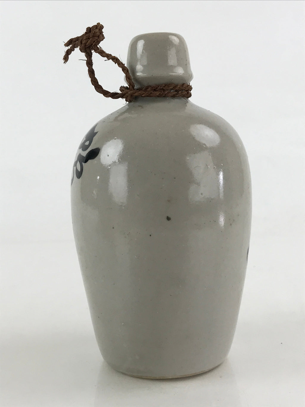 Japanese Ceramic Sake Bottle Tokkuri Sakebin Vtg Kanji Aizu Fukushima Gray TS512