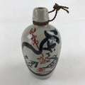 Japanese Ceramic Sake Bottle Tokkuri Sakebin Vtg Kanji Aizu Fukushima Gray TS512