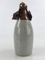 Japanese Ceramic Sake Bottle Tokkuri Sakebin Vtg Kanji Kuni-Zakari Gray TS510