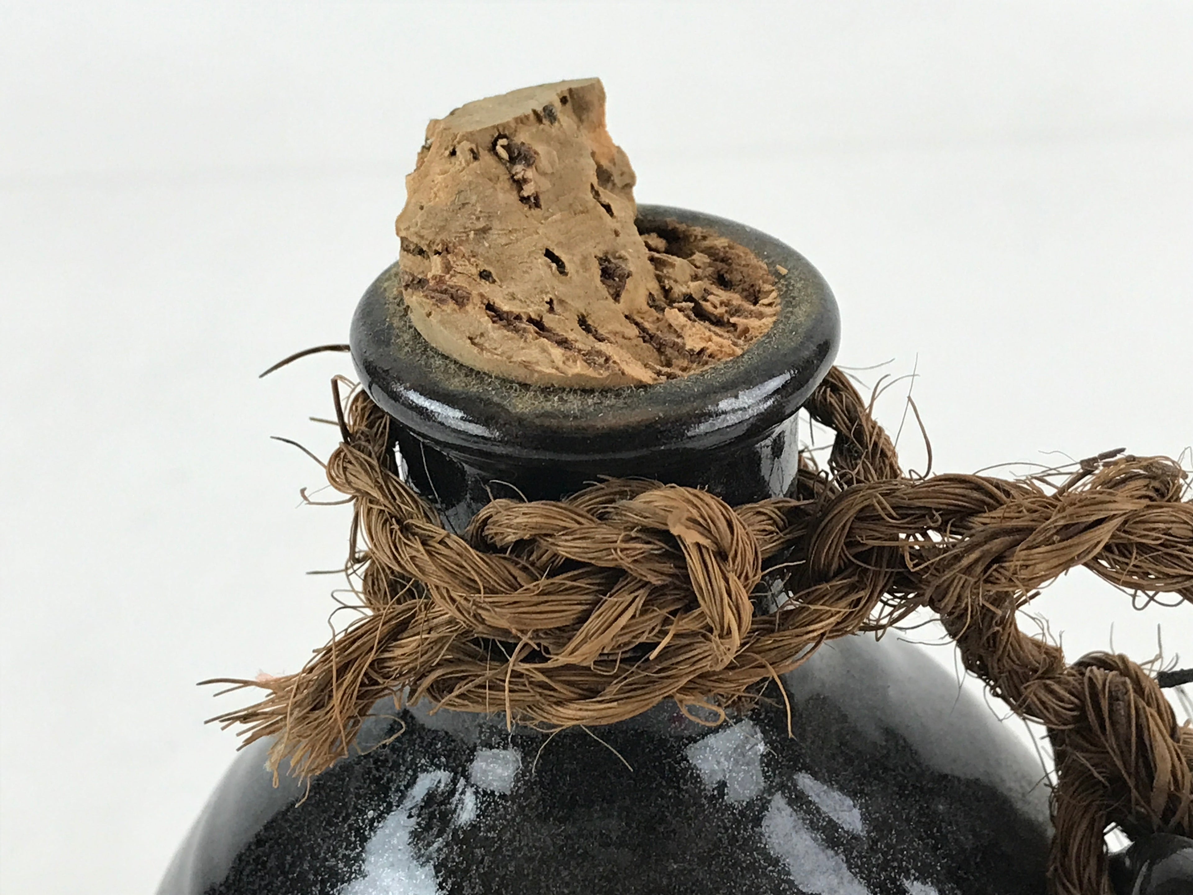 Japanese Ceramic Sake Bottle Tokkuri Sakebin Vtg Kanji Oni-Koroshi Black TS509