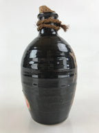 Japanese Ceramic Sake Bottle Tokkuri Sakebin Vtg Kanji Oni-Koroshi Black TS509