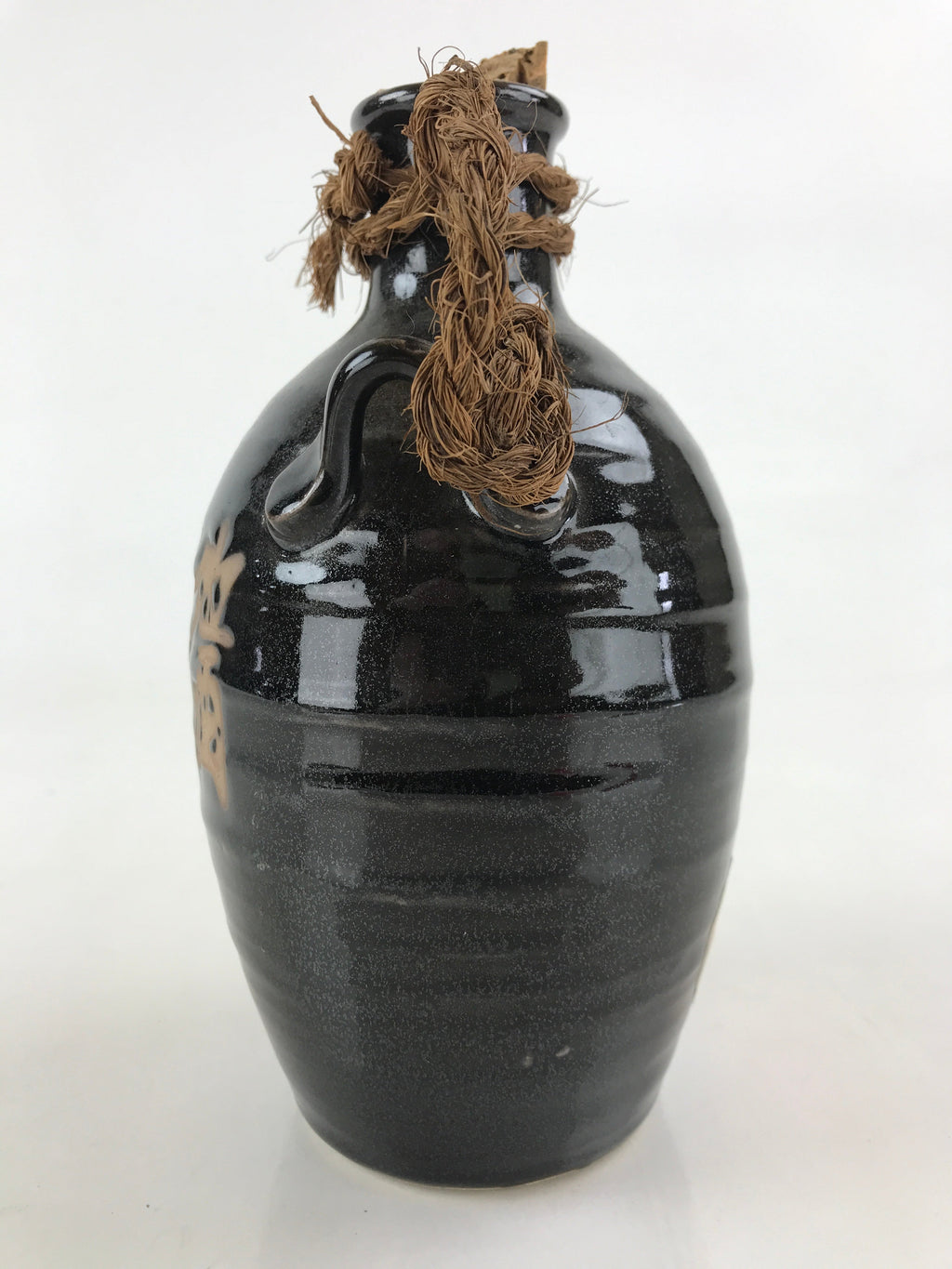 Japanese Ceramic Sake Bottle Tokkuri Sakebin Vtg Kanji Oni-Koroshi Black TS509