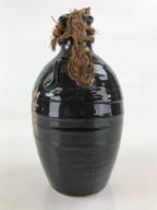 Japanese Ceramic Sake Bottle Tokkuri Sakebin Vtg Kanji Oni-Koroshi Black TS509