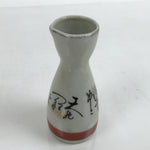 Japanese Ceramic Sake Bottle Tokkuri Vtg Calligraphy Crackle Glaze Gray TS723