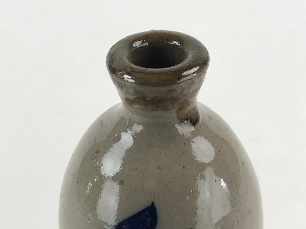 Japanese Ceramic Sake Bottle Tokkuri Vtg Gourd Shape Pottery Kanji Fujimoto TS53