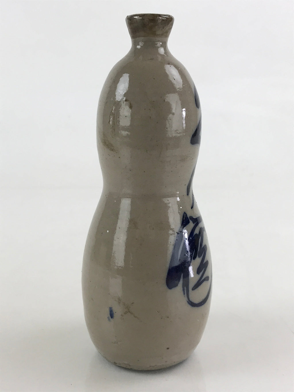 Japanese Ceramic Sake Bottle Tokkuri Vtg Gourd Shape Pottery Kanji Fujimoto TS53