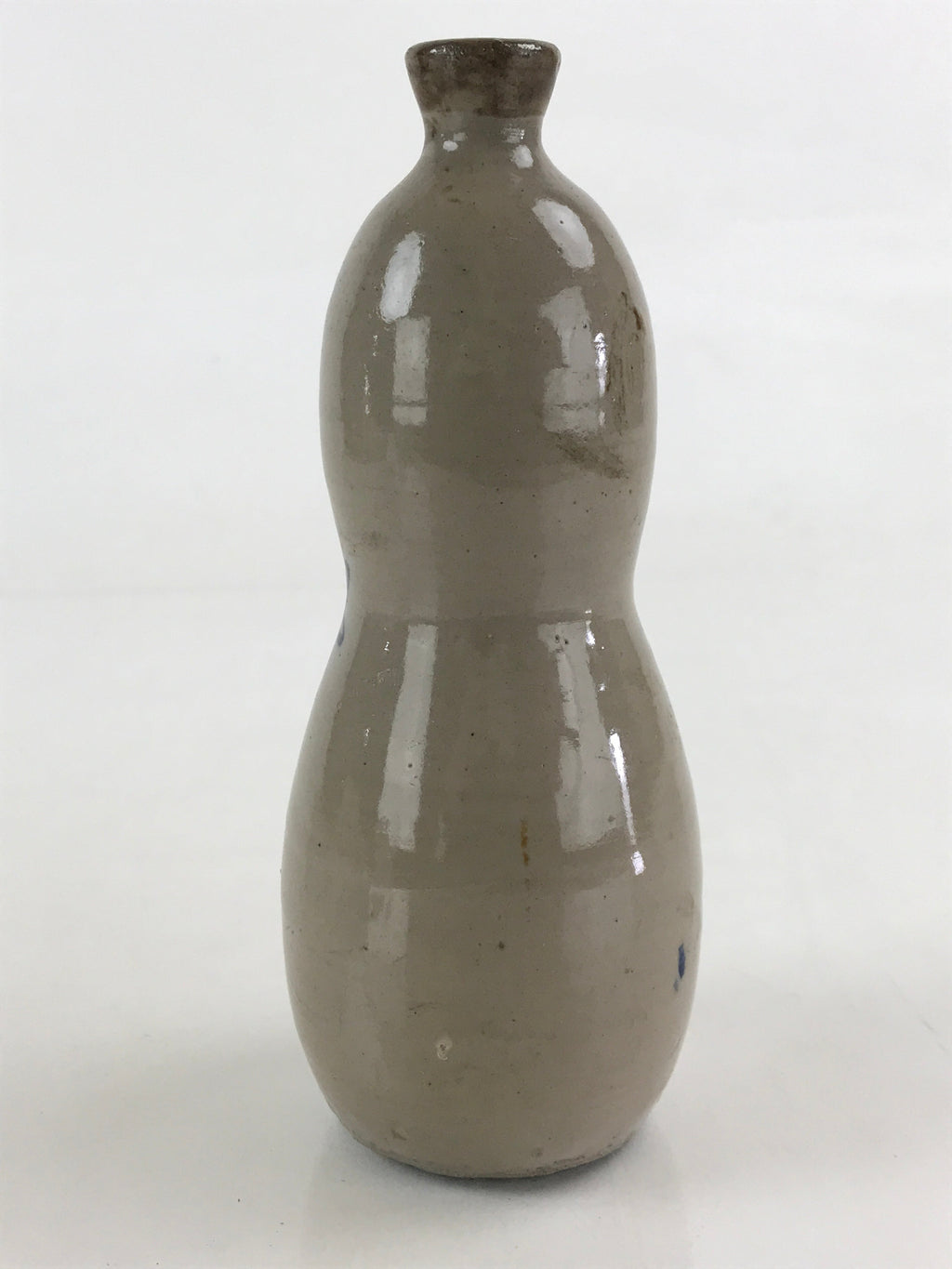 Japanese Ceramic Sake Bottle Tokkuri Vtg Gourd Shape Pottery Kanji Fujimoto TS53