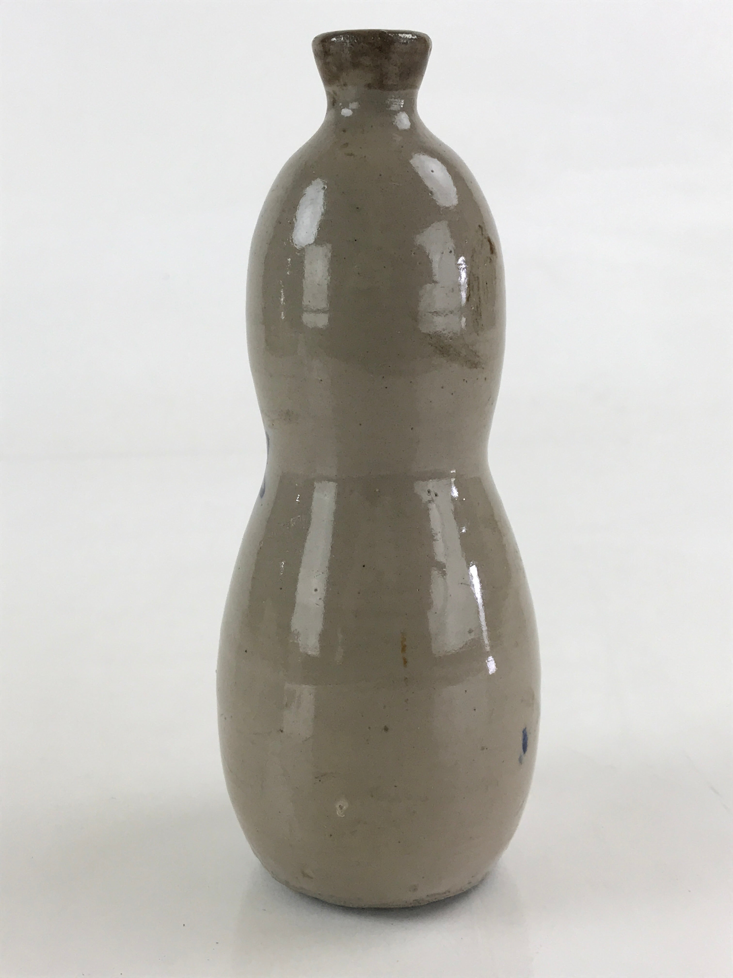 Japanese Ceramic Sake Bottle Tokkuri Vtg Gourd Shape Pottery Kanji Fujimoto TS53