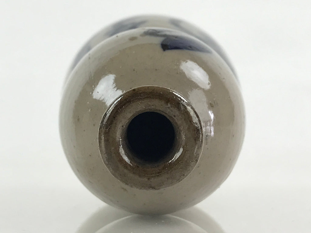 Japanese Ceramic Sake Bottle Tokkuri Vtg Gourd Shape Pottery Kanji Fujimoto TS53