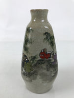 Japanese Ceramic Sake Bottle Tokkuri Vtg Gray Chinese Bamboo Mountain TS797