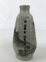 Japanese Ceramic Sake Bottle Tokkuri Vtg Gray Chinese Bamboo Mountain TS797