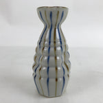 Japanese Ceramic Sake Bottle Tokkuri Vtg Ichi-Go Blue Brown Stripe White TS694