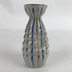 Japanese Ceramic Sake Bottle Tokkuri Vtg Ichi-Go Blue Brown Stripe White TS694