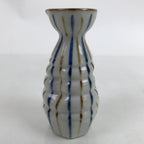 Japanese Ceramic Sake Bottle Tokkuri Vtg Ichi-Go Blue Brown Stripe White TS695