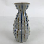 Japanese Ceramic Sake Bottle Tokkuri Vtg Ichi-Go Blue Brown Stripe White TS695