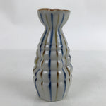 Japanese Ceramic Sake Bottle Tokkuri Vtg Ichi-Go Blue Brown Stripe White TS695