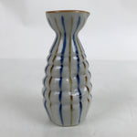 Japanese Ceramic Sake Bottle Tokkuri Vtg Ichi-Go Blue Brown Stripe White TS695