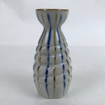 Japanese Ceramic Sake Bottle Tokkuri Vtg Ichi-Go Blue Brown Stripe White TS695