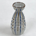 Japanese Ceramic Sake Bottle Tokkuri Vtg Ichi-Go Blue Brown Stripe White TS696