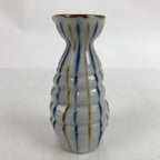 Japanese Ceramic Sake Bottle Tokkuri Vtg Ichi-Go Blue Brown Stripe White TS697