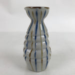 Japanese Ceramic Sake Bottle Tokkuri Vtg Ichi-Go Blue Brown Stripe White TS697