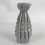 Japanese Ceramic Sake Bottle Tokkuri Vtg Ichi-Go Blue Brown Stripe White TS697