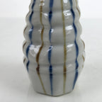 Japanese Ceramic Sake Bottle Tokkuri Vtg Ichi-Go Blue Brown Stripe White TS697