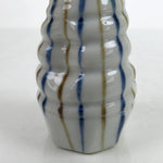 Japanese Ceramic Sake Bottle Tokkuri Vtg Ichi-Go Blue Brown Stripe White TS697