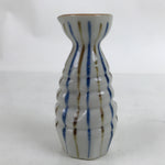 Japanese Ceramic Sake Bottle Tokkuri Vtg Ichi-Go Blue Brown Stripe White TS699