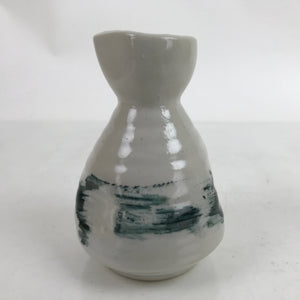 Japanese Ceramic Sake Bottle Tokkuri Vtg Ichi-Go Gray Blue Brush Stroke TS702