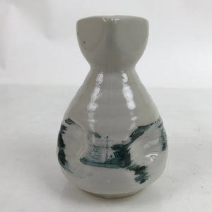 Japanese Ceramic Sake Bottle Tokkuri Vtg Ichi-Go Gray Blue Brush Stroke TS702