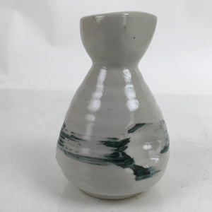 Japanese Ceramic Sake Bottle Tokkuri Vtg Ichi-Go Gray Blue Brush Stroke TS702