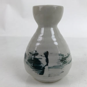 Japanese Ceramic Sake Bottle Tokkuri Vtg Ichi-Go Gray Blue Brush Stroke TS702