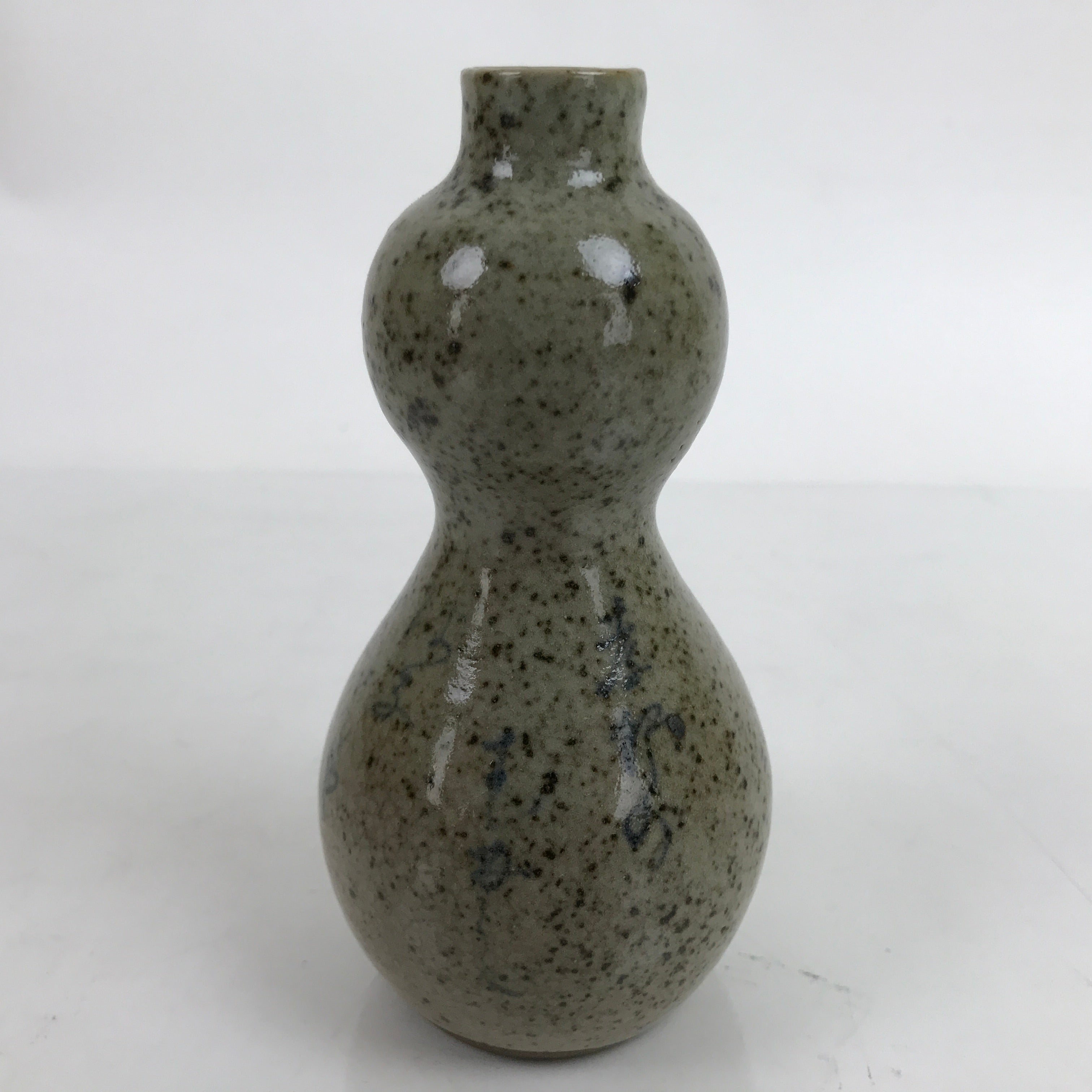 Japanese Ceramic Sake Bottle Tokkuri Vtg Ichi-Go Hyotan Gourd Brown Speck TS715