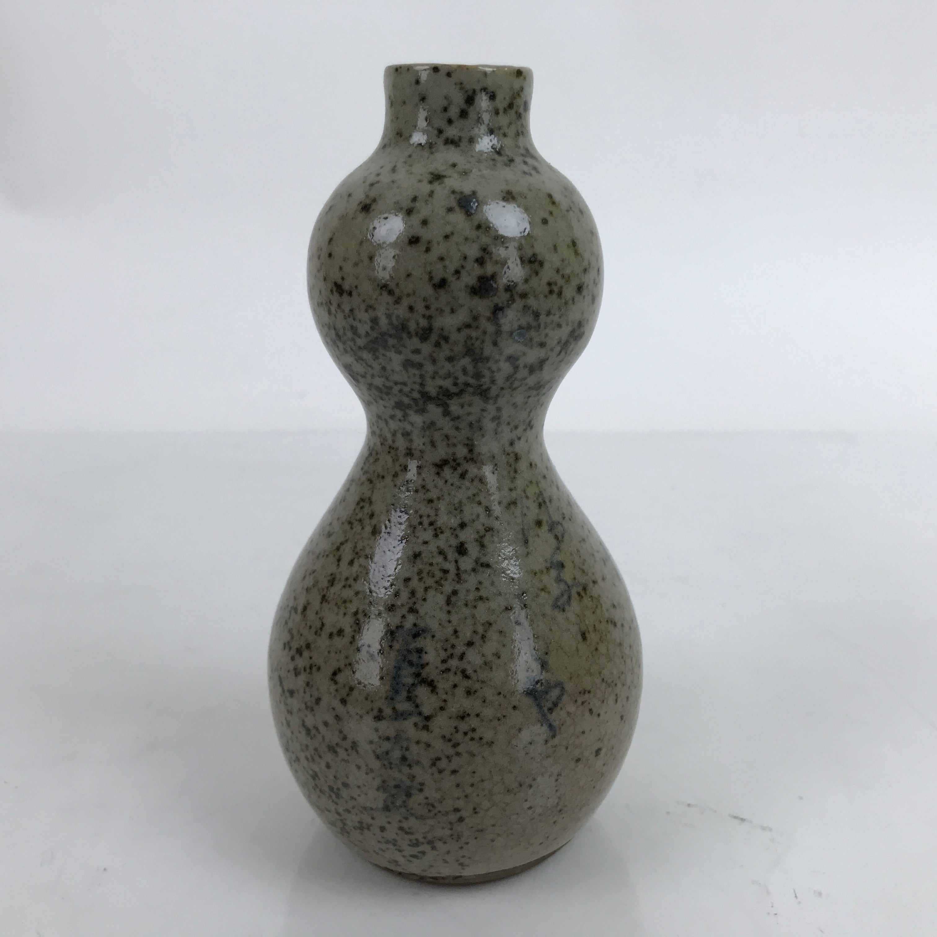 Japanese Ceramic Sake Bottle Tokkuri Vtg Ichi-Go Hyotan Gourd Brown Speck TS715