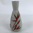 Japanese Ceramic Sake Bottle Tokkuri Vtg Ichi-Go Light Gray Red Leaves TS703