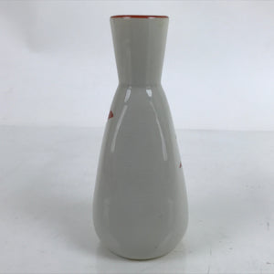 Japanese Ceramic Sake Bottle Tokkuri Vtg Ichi-Go Light Gray Red Leaves TS703