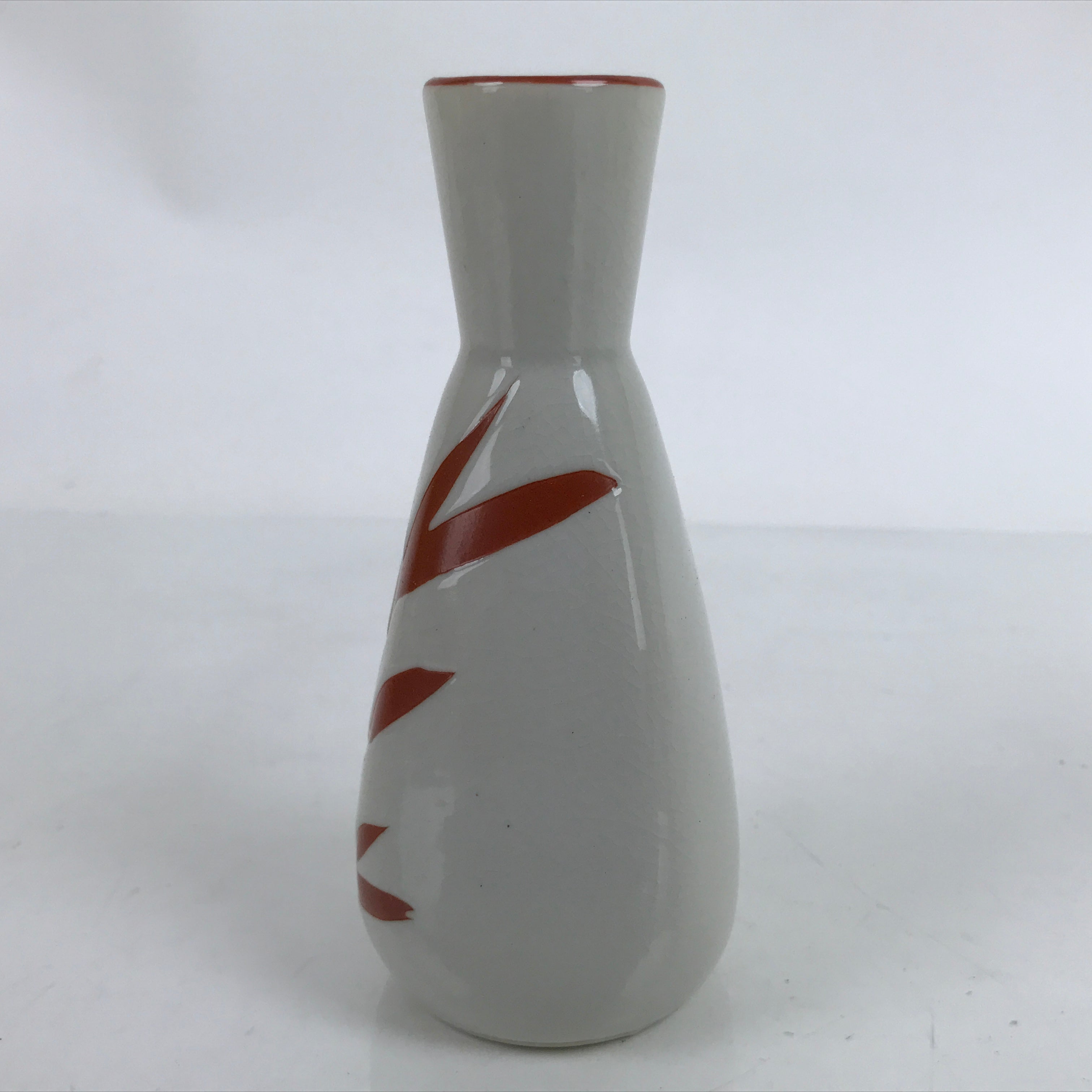 Japanese Ceramic Sake Bottle Tokkuri Vtg Ichi-Go Light Gray Red Leaves TS703