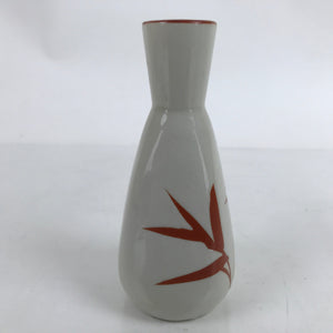 Japanese Ceramic Sake Bottle Tokkuri Vtg Ichi-Go Light Gray Red Leaves TS704