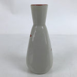 Japanese Ceramic Sake Bottle Tokkuri Vtg Ichi-Go Light Gray Red Leaves TS704