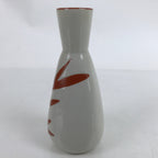 Japanese Ceramic Sake Bottle Tokkuri Vtg Ichi-Go Light Gray Red Leaves TS704