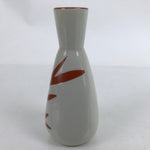 Japanese Ceramic Sake Bottle Tokkuri Vtg Ichi-Go Light Gray Red Leaves TS704