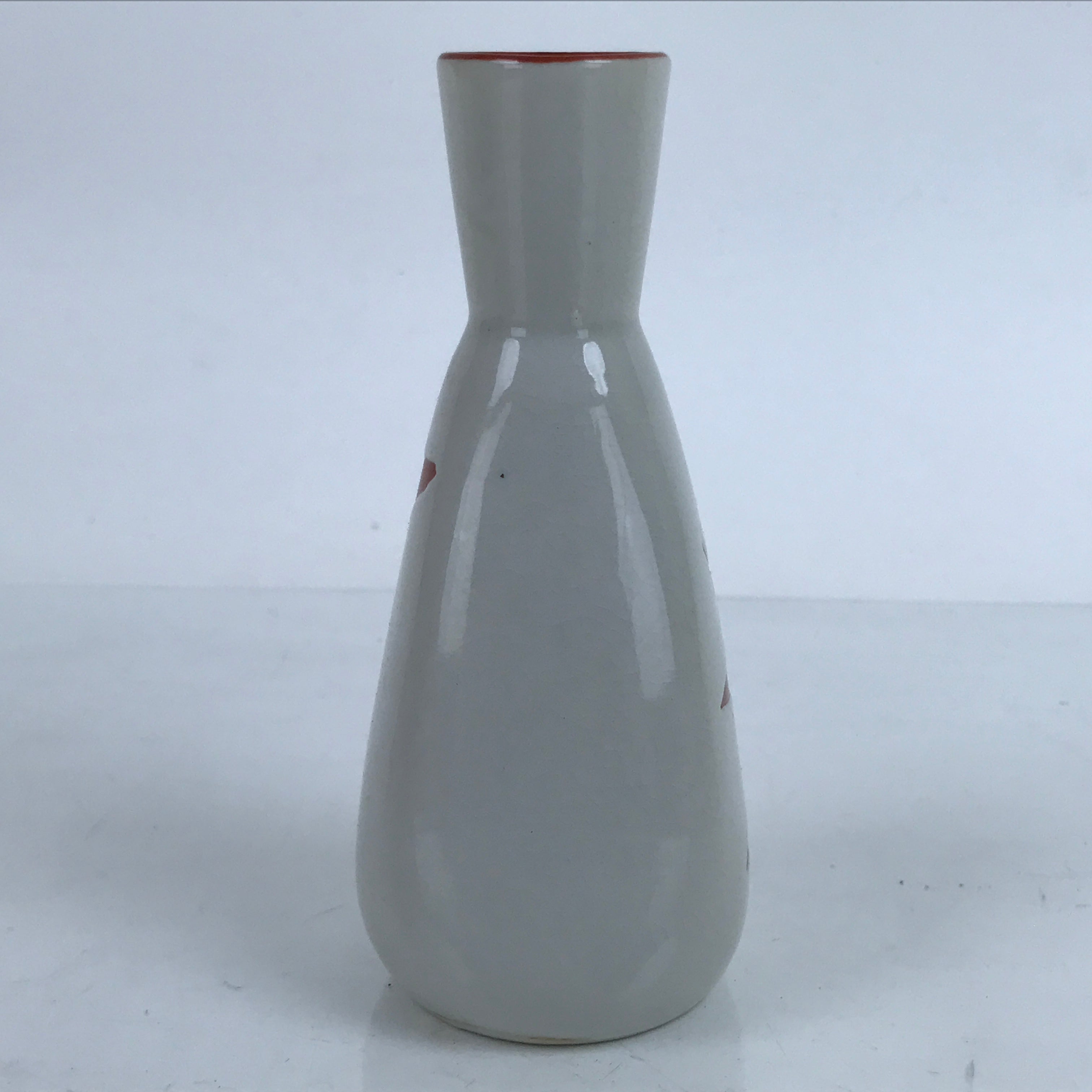 Japanese Ceramic Sake Bottle Tokkuri Vtg Ichi-Go Light Gray Red Leaves TS705