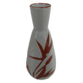 Japanese Ceramic Sake Bottle Tokkuri Vtg Ichi-Go Light Gray Red Leaves TS705