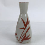 Japanese Ceramic Sake Bottle Tokkuri Vtg Ichi-Go Light Gray Red Leaves TS706