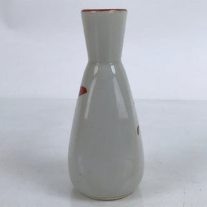 Japanese Ceramic Sake Bottle Tokkuri Vtg Ichi-Go Light Gray Red Leaves TS706