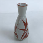 Japanese Ceramic Sake Bottle Tokkuri Vtg Ichi-Go Light Gray Red Leaves TS707