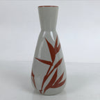 Japanese Ceramic Sake Bottle Tokkuri Vtg Ichi-Go Light Gray Red Leaves TS707