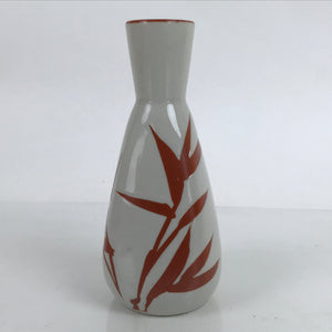 Japanese Ceramic Sake Bottle Tokkuri Vtg Ichi-Go Light Gray Red Leaves TS707